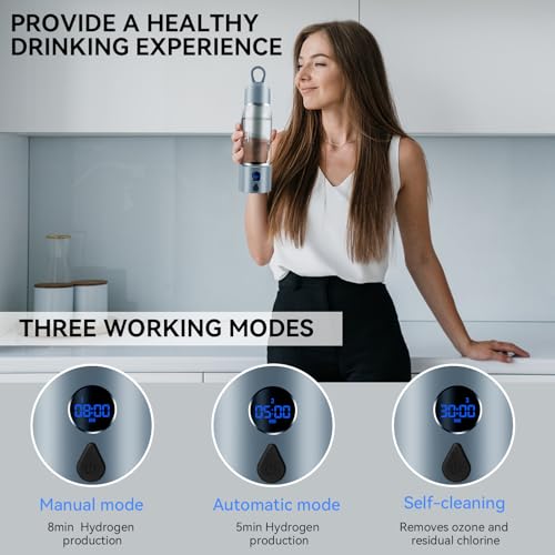 Hydrogen Water Bottle with 3 Modes, 5000 PPB, Rechargeable & Portable