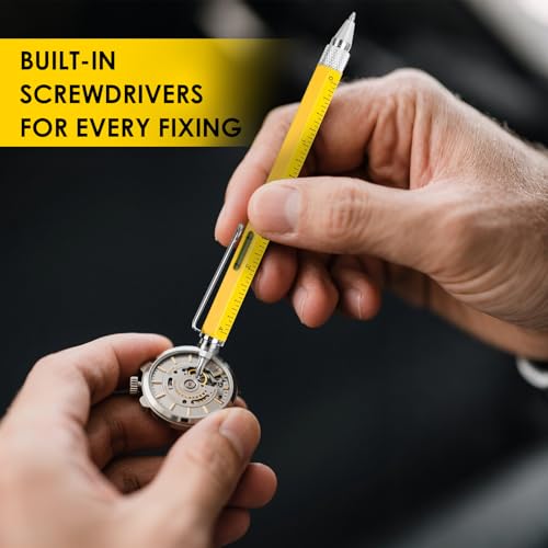 Yellow 6-in-1 Multitool Pen Gift for Men and Dads - Stocking Stuffer