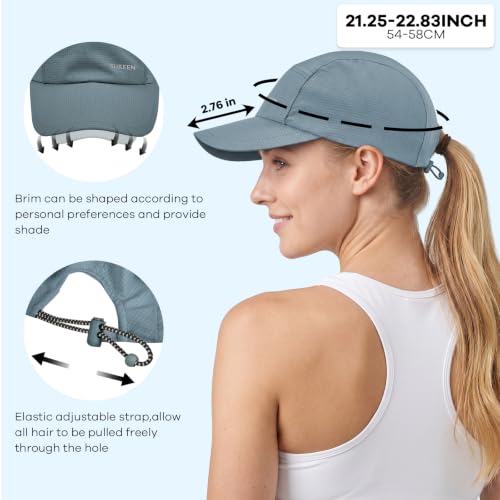 Lightweight Women’s Running Cap with UPF 50+ Sun Protection - Grayish Blue