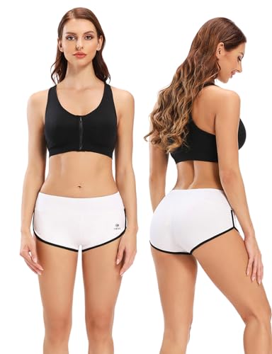 Women's High Waist Workout Shorts - Butt Lifting Yoga Running Gym X-Small White/Black