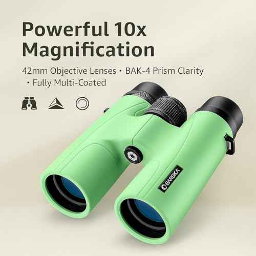 Barska Crush 10x42 Binoculars ? Lightweight, Compact & Shockproof Design in Bright Colors for Hiking, Travel, Concerts, Sports, Great Gift Idea ? Case & Strap Included