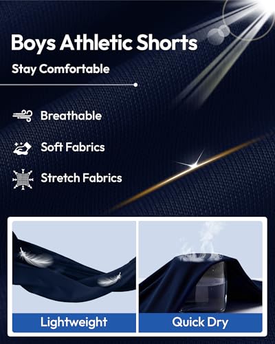 X-Large 5 Pack Boys Athletic Basketball Shorts Quick Dry Pockets Black Grey Navy Green Red