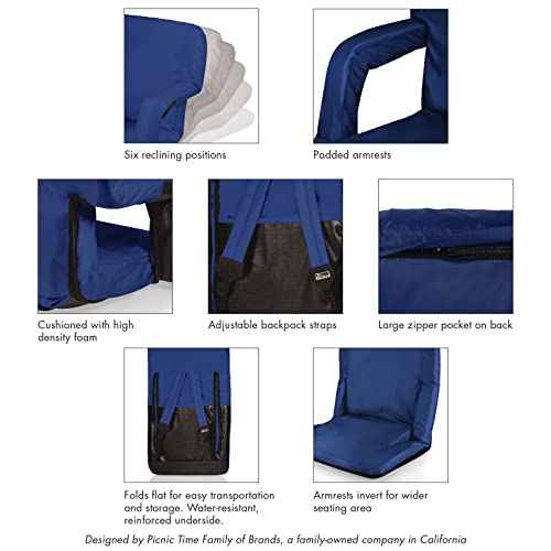 PICNIC TIME ONIVA - a Brand Chicago Bears - Ventura Portable Reclining Stadium Seat, (Navy Blue)