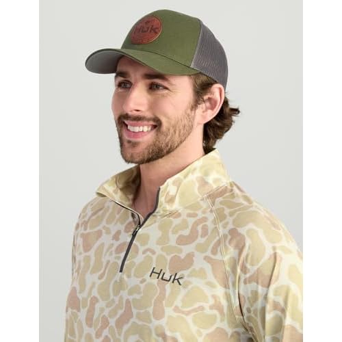 HUK Mens Airweight 1/4 Zip, Lightweight Performance Long Sleeve Pullover with UPF Sun Protection, Sand, Small
