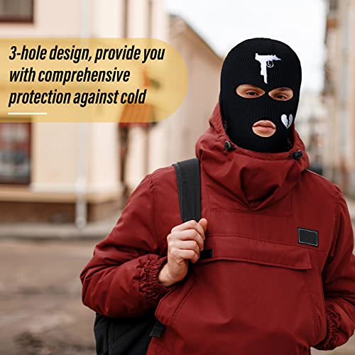 Winter Ski Mask 2 Pack Full Face Balaclava for Men Women - White & Black Heart Style