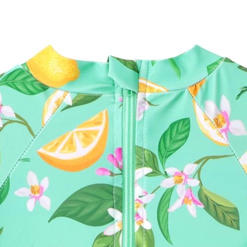 Baby Toddler Girl Long Sleeve Ruffle Swimsuit One Piece Zipper Rash Guard Bathing Suit with UPF 50+ Sun Protection