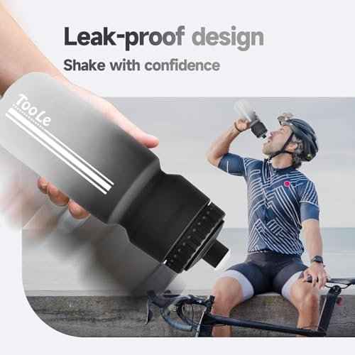 24oz Bike Water Bottle, Squeeze Water Bottle Leakproof BPA Free with Capacity Scale w/Pull Top Lid, Reusable, for Bicycle, Gym,Camping, Hiking 2 Pack