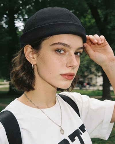 CLAPE Black Ct15 Beanie Work Hat with Corduroy Brimless Rolled Cuff - Harbour Style Variation