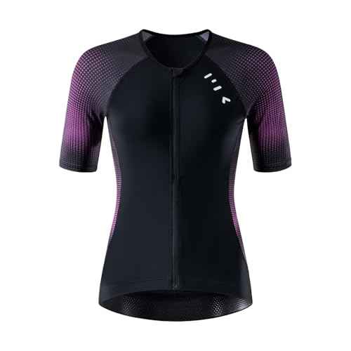 MY KILOMETRE Women's Triathlon Top, Padded, Quick-Dry,Slimming Fit, Secure Lock Zipper, Back Pockets, UPF 50+ UV Protection