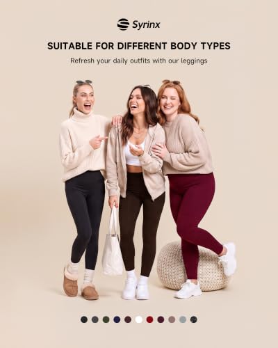 Syrinx 7 Pack High Waisted Tummy Control Leggings for Women - Black + Small-Medium