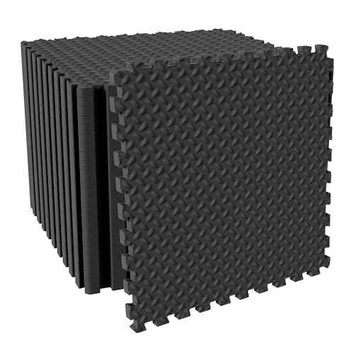 Fitvids Puzzle Exercise Gym Flooring Mat, High-Density EVA Interlocking Tiles Workout Mat for Home Gym, Fitness Equipment, MMA, Gymnastics, Shock-Absorbing Exercise Mat