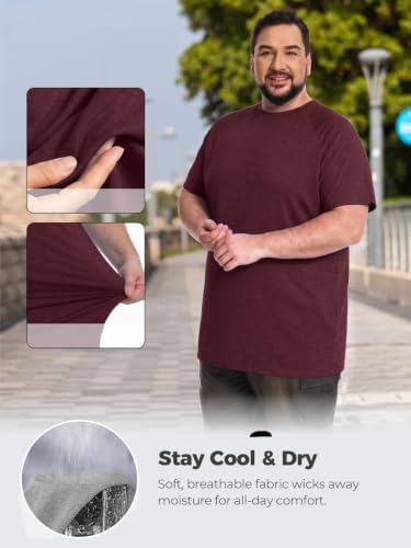 Feiersi Men's Big & Tall Lightweight Stretch Crewneck T-Shirts 2 Pack - XL to 5XL, 5X Tall / 01 Wine Red & Navy Blue