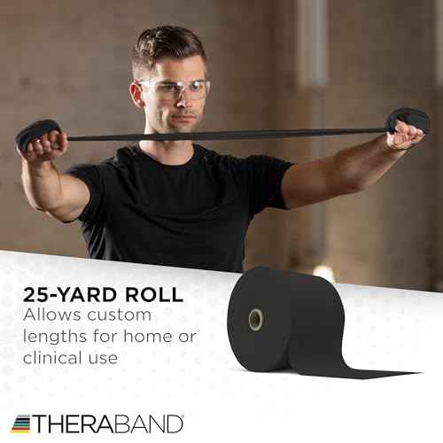 THERABAND Resistance Band 25 Yard Roll, Non-Latex Professional Elastic Stretch Bands for Upper & Lower Body Exercise Workouts, Physical Therapy, Lower Pilates, Flexibility, & Rehab, Dispenser Box