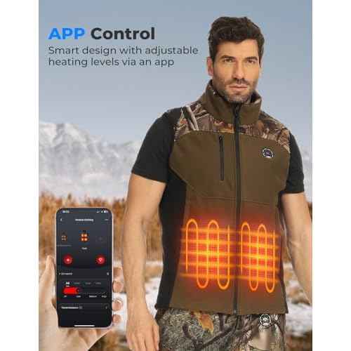 KEMIMOTO Mens Heated Camo Vest with 12V 20000mAh Battery, Silent Fabric for Hunting Hiking
