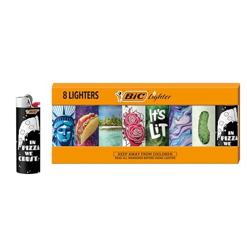 Set of 8 Fun Collectible Pocket Lighters - Assorted Designs