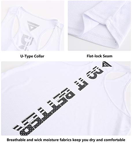 Boyzn Men's Workout Tank Tops 1 Pack Large White - Y-Back Athletic Sleeveless T-Shirts