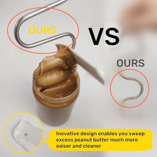 Peanut Butter Stirrer Kit with Silicone Scraper and Handle - Nut & Jam Spreading Tool