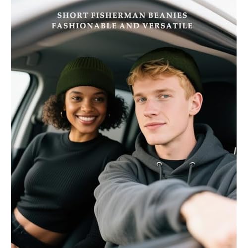 Swag Wool Knit Cuff Short Fisherman Beanie for Men Women, Spring Fall Winter Warm Hats, Trawler Skull Cap, Watch Cap