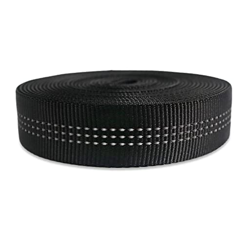 Heavy Duty Nylon Webbing Strap 1 Inch x 5 Yards for Climbing Rescue & Safety - Black