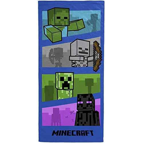 Jay Franco Minecraft Adventure is an Attitude Gamer Bath/Pool/Beach Towel - Super Soft & Absorbent Fade Resistant Cotton Towel, Measures 28 x 58 inches (Official Minecraft Product)