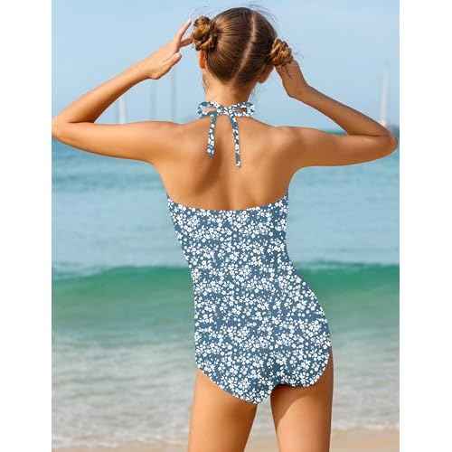 Girls One Piece Swimsuits Modest Padded Girls Bathing Suit Adjustable Straps Solid Full Coverage Swimwear Kids 9-16