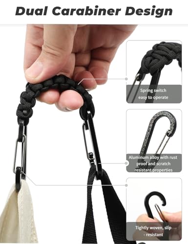 Black Paracord Keychain with Carabiner Clip - Durable Braided Lanyard Set