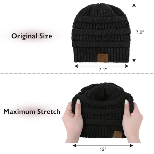 Zando Satin Lined Beanie for Women Men Teen - Slouchy Warm Winter Hat with Hair Protection Sleep Cancer Knit Skull Cap