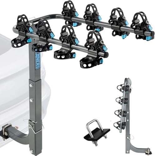 GOEHNER's Heavy-Duty 4-Bike Hitch Rack 240 lbs Capacity, Dual Locking Car Bike Carrier
