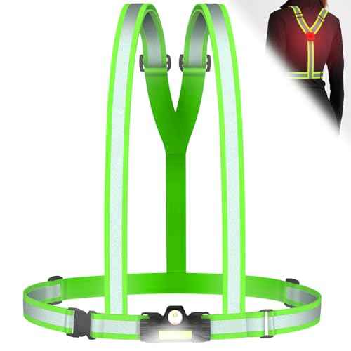 LED Reflective Sash Safety Gear, Running Lights for Runners at Night, High Visibility USB Rechargeable Light for Jogging Running Cycling Walking Motorcycle.