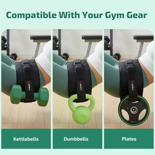 Adjustable Hip Thrust Belt for Dumbbells and Kettlebells – Non-Slip Glute Bridge Strap, Fits Up to 28.5 Inches