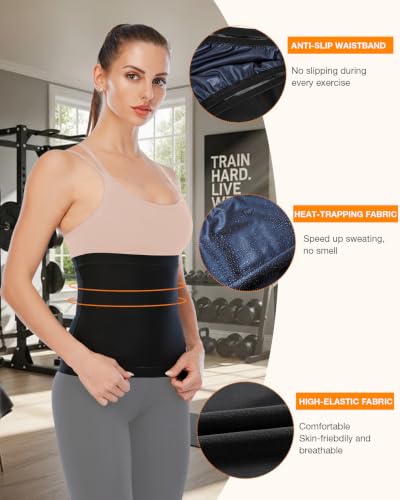 Large Blue Sauna Suit Waist Trimmer Belt for Women Belly Fat Slimming Workout