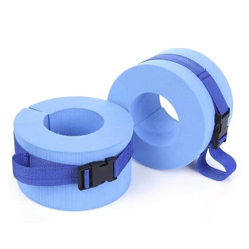 2 Pcs Foam Swimming Aquatic Cuffs Fitness Exercise Workout Ankles Arms Belts with Quick Release Buckle Swim Fitness Training Floats Sleeves Kids Float Discs Swim Ankle Bands Water Aerobics Float Ring
