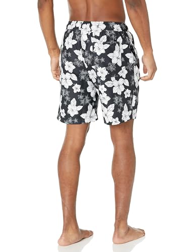 Men's 9-Inch Quick-Dry Breathable Swim Trunks with Mesh Liner - XX-Large Black Hibiscus