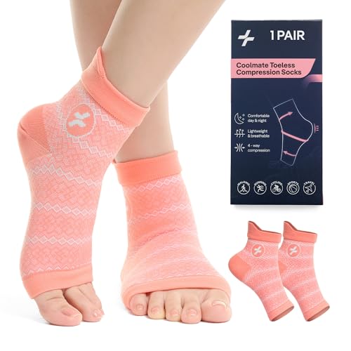 CoolMate Compression Ankle Socks for Women Small-Medium Coral Pink Toeless Support Sleeve