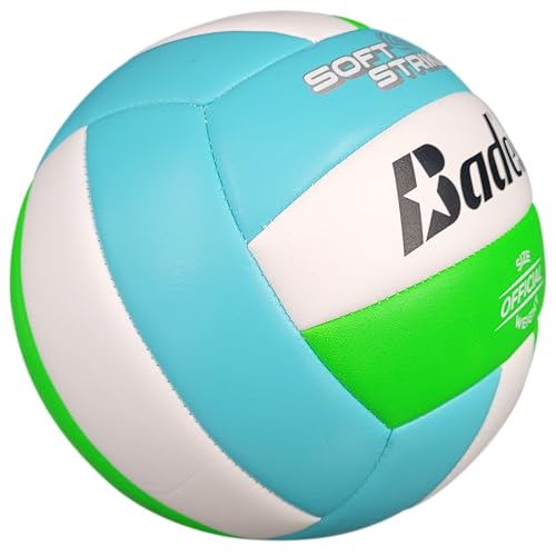 Recreational Volleyball - Soft Strike Cushioned Synthetic Leather Ball - Blue Green White - Indoor Outdoor - Official Size