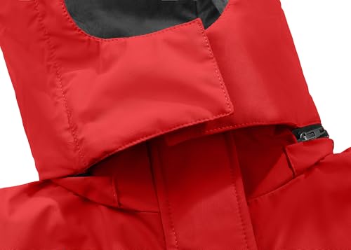Girls Waterproof Ski Jacket - Warm Winter Coat, Red, 6-7 Years