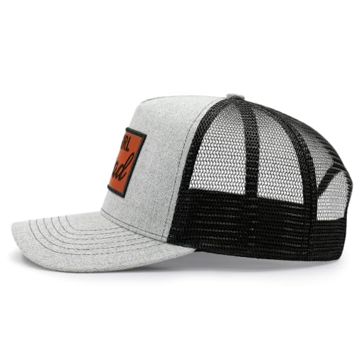 Grey Men's Baseball Trucker Hat with Leather Patch Adjustable Dad Cap Gift for Father