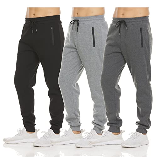 Pure Champ 3-Pack Men's Fleece Sweatpants with Zipper Pockets – Standard / X-Large