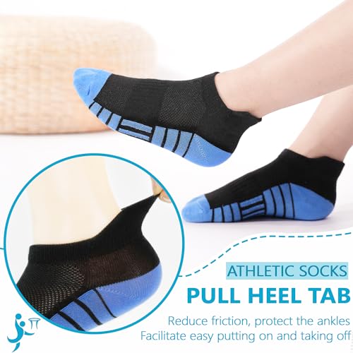 Kids Socks 12 Pairs Toddler Ankle Athletic Socks with Tab - Multicolored 7-10 Years