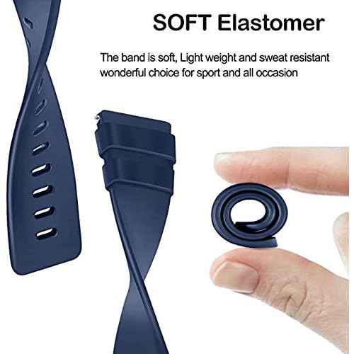 PACK 3 Soft Silicone Bands for Fitbit Versa 2 / Versa/ Versa Lite Classic Adjustable Sport Bands for Women Men Small Large(Without Tracker) (Small, Black+Blue+Grey)