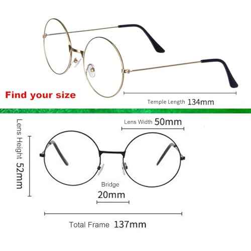 2 Pack Round Costume Glasses,Cosplay Old Man Costume Glasses Santa Gold Round Glasses, Wizard Wire Glasses for Kids Women Halloween Party