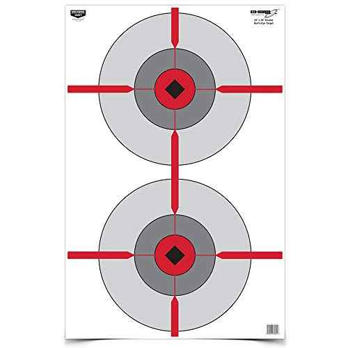 BIRCHWOOD CASEY 23" x 35" Eze-Scorer Double Bull's-Eye Shoot-Up Brilliant White Paper Targets for Indoor and Outdoor Use, 100 Targets