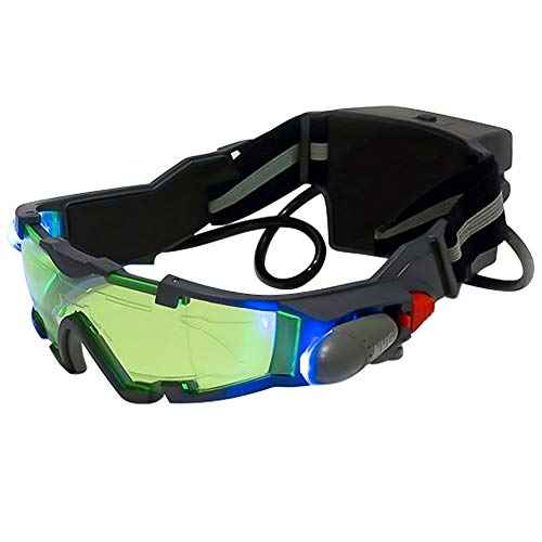 ALLOMN Spy Night Vision Goggles with Flip-Out, Adjustable Kids LED Night Green Lens Glasses for Racing,Bicycling,Adventure,Skying to Protect Eyes