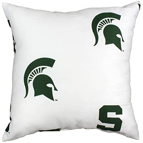 Michigan State Spartans 16-Inch Decorative Pillow - White, Officially Licensed, Double Sided
