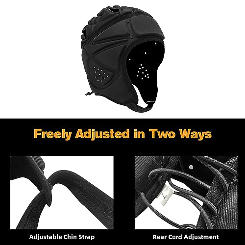 Kids Soft Flag Football Helmet Large Black Adjustable Padded Headgear