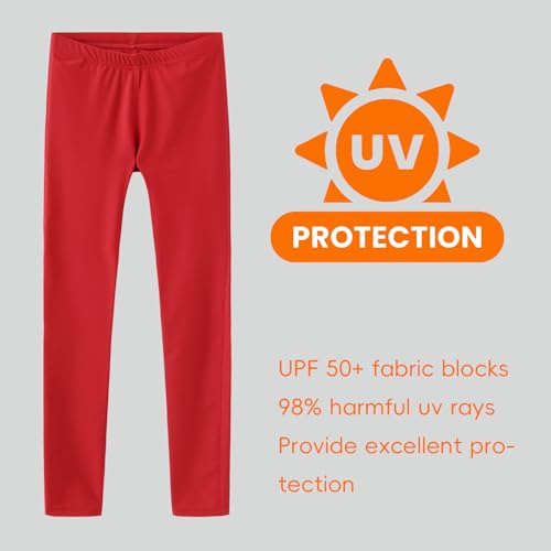 Kids Girls Boys Lined UPF 50+ Quick-Dry Stretch Swim Pants - Red / 14