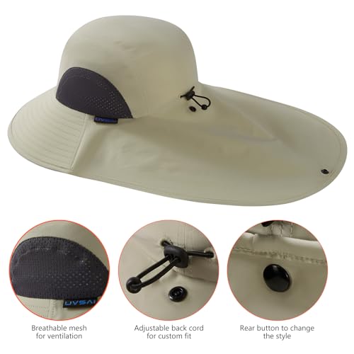 UV Protection Foldable Sun Hat with Wide Brim and Neck Flap - One Size Beige