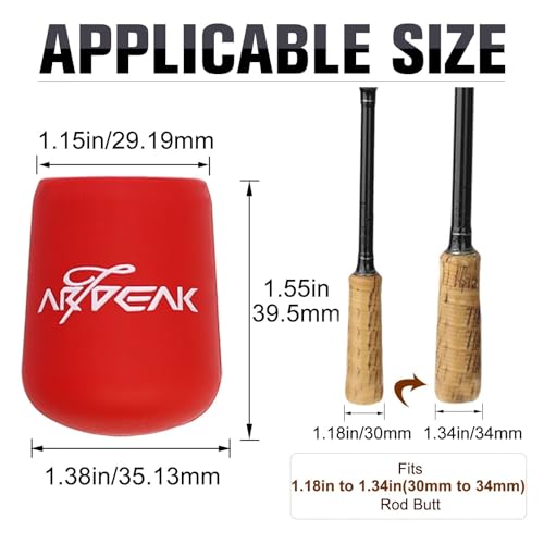 Large Silicone Fishing Rod Butt Cushion 1.38in End Cap for 1.18-1.34in Rods - 8 Colors