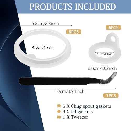13 Pcs Water Bottle Lid Gasket Replacement for Takeya Actives 18oz 22oz 24oz 32oz 40oz,Leak-Proof Rubber Seal Ring Gaskets O Ring Replacement Parts for Spout Lid (Not for Takeya Originals)