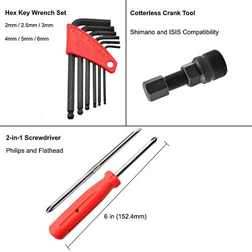 Red Bicycle Repair Tool Kit 42-Piece Mountain & Road Bike Maintenance Set